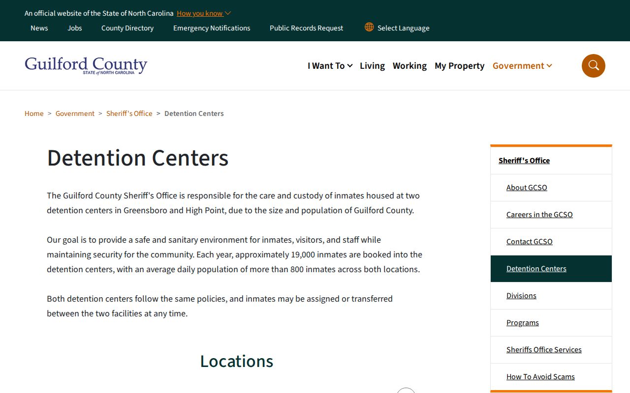 Guilford County High Point Detention Center release and contact information
