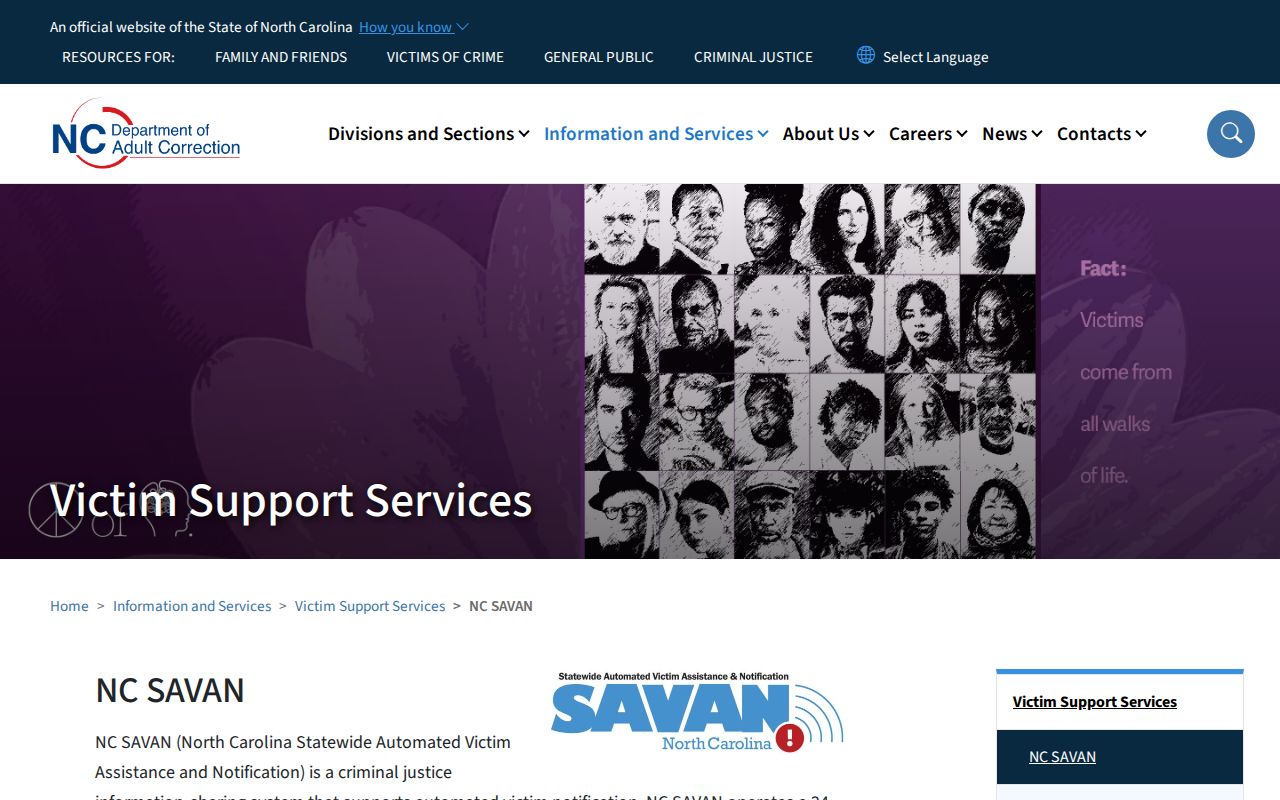 Official NC SAVAN information for Guilford County VINELink release alerts